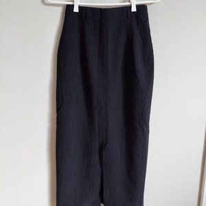 Belt Loops Narrow Black Striped Wool Blend Skirt, Made In Japan, Size XS NWOT